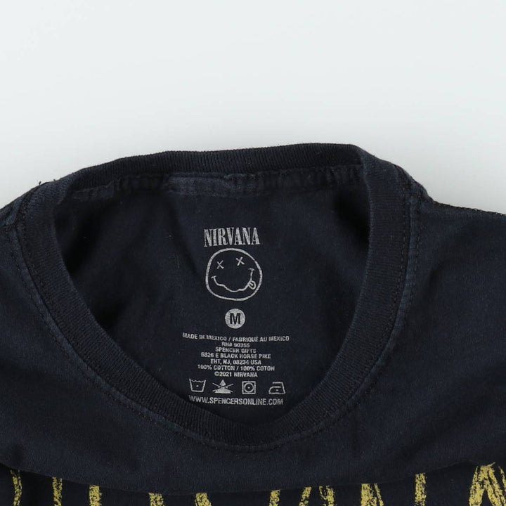 NIRVANA Nirvana Band T-shirt, Band T, Men's M size cotton black type Vintage Second Hand