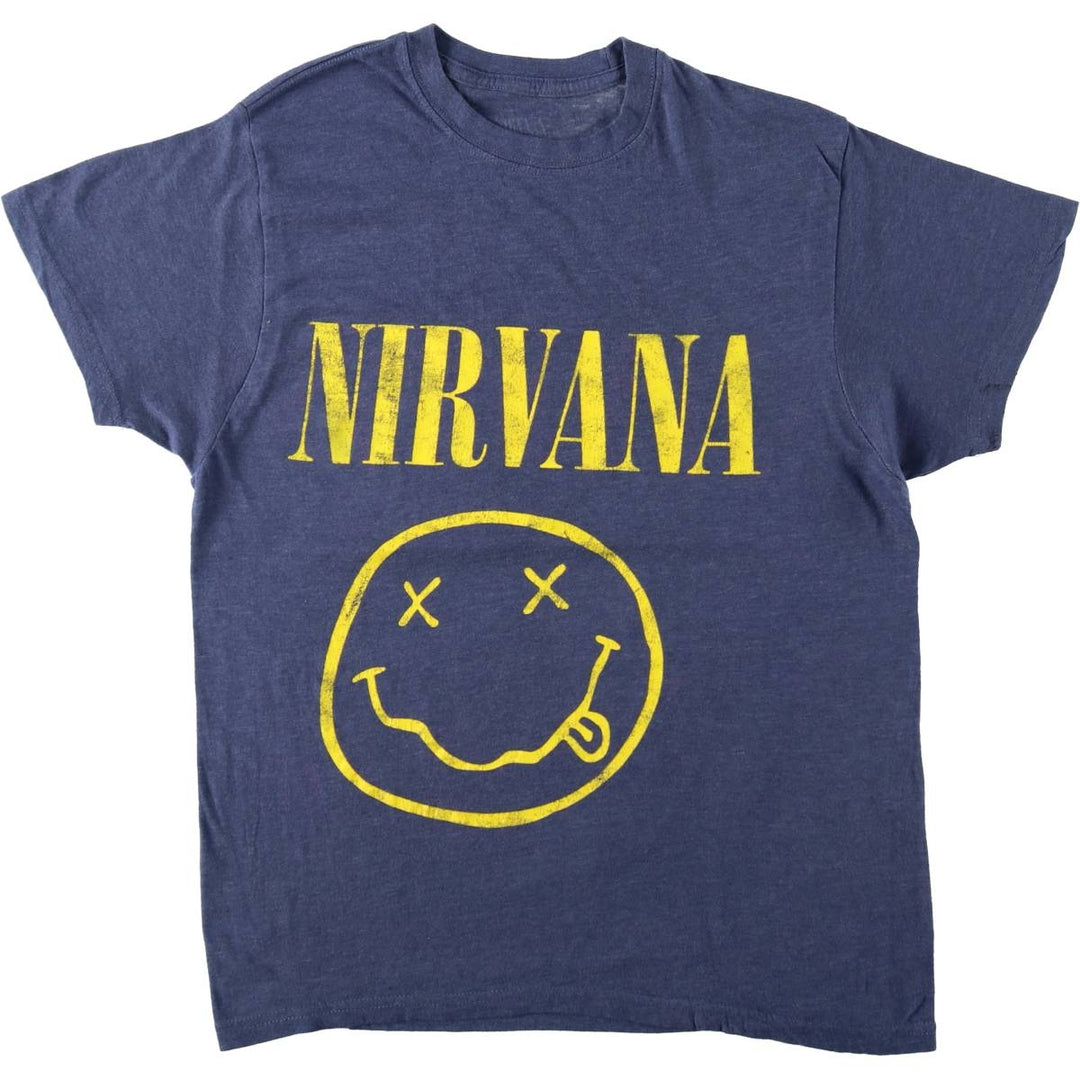 NIRVANA Print Band T-Shirt, Men's Size Medium unclear blue type Vintage Second Hand