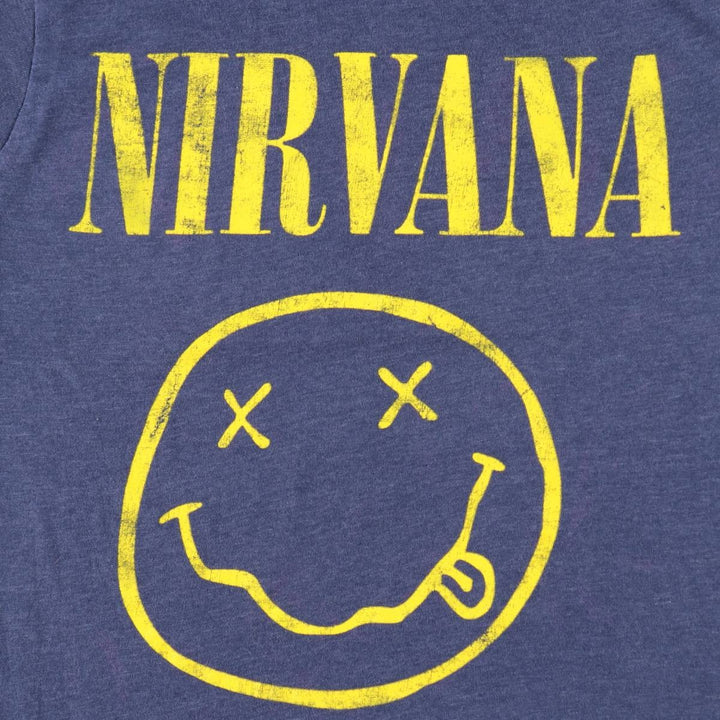 NIRVANA Print Band T-Shirt, Men's Size Medium unclear blue type Vintage Second Hand