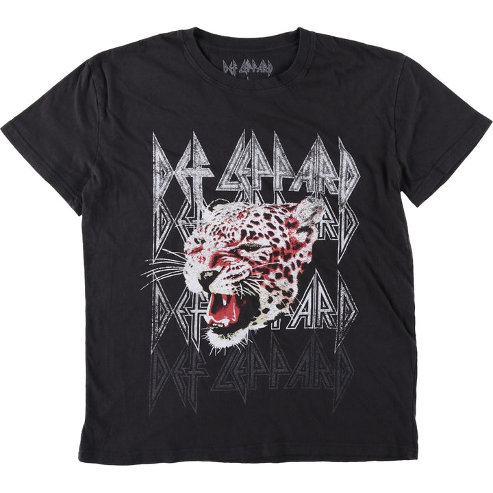 DEF LEPPARD Def Leppard Leopard Pattern Leopard Pattern Band T-shirt Band T Men's L size cotton black type Vintage Second Hand