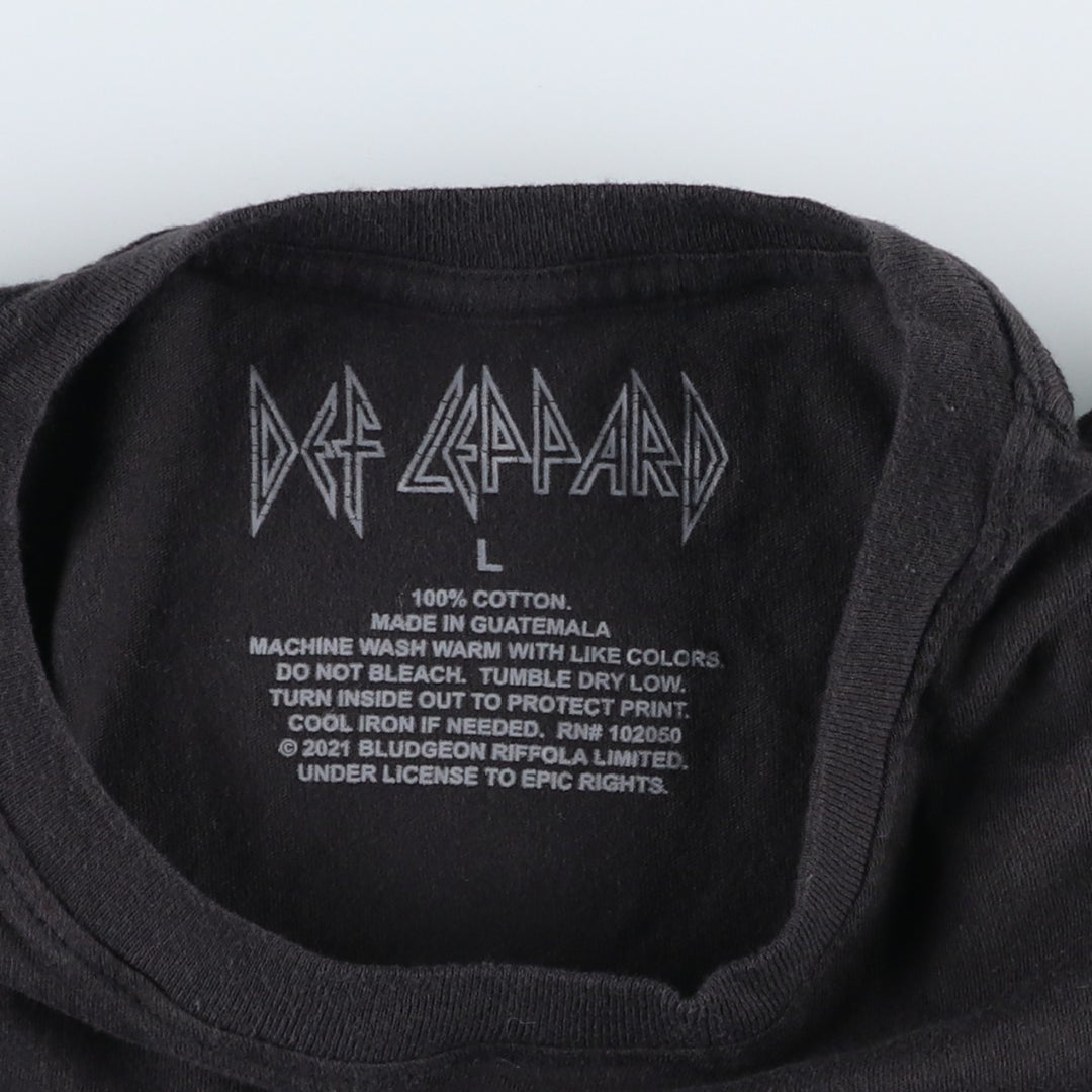 DEF LEPPARD Def Leppard Leopard Pattern Leopard Pattern Band T-shirt Band T Men's L size cotton black type Vintage Second Hand
