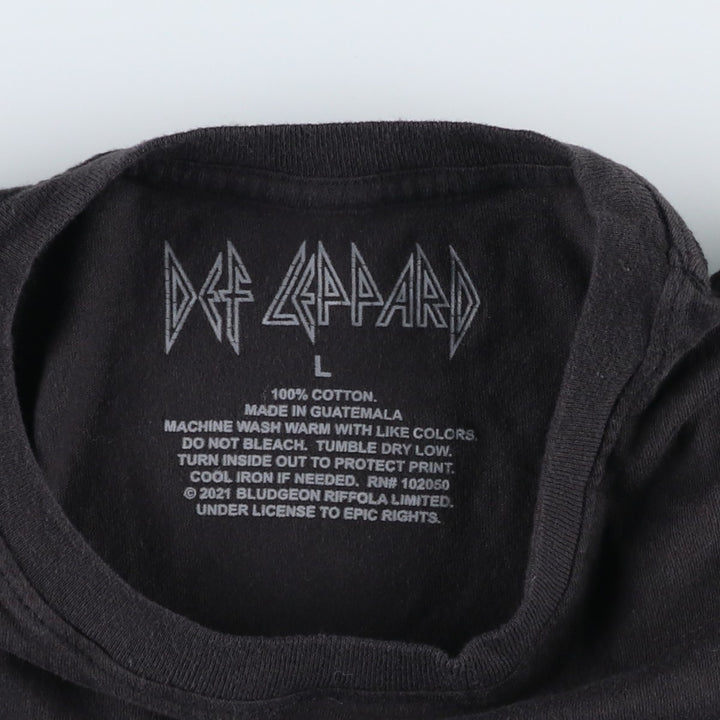 DEF LEPPARD Def Leppard Leopard Pattern Leopard Pattern Band T-shirt Band T Men's L size cotton black type Vintage Second Hand