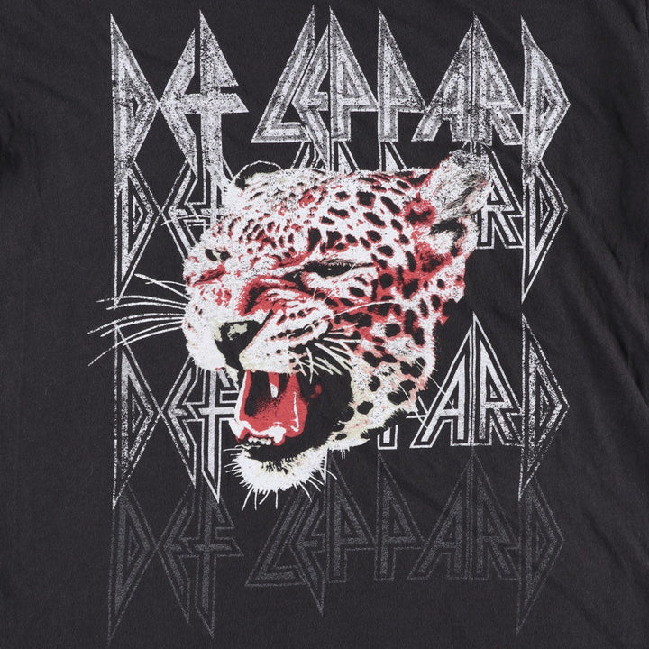 DEF LEPPARD Def Leppard Leopard Pattern Leopard Pattern Band T-shirt Band T Men's L size cotton black type Vintage Second Hand