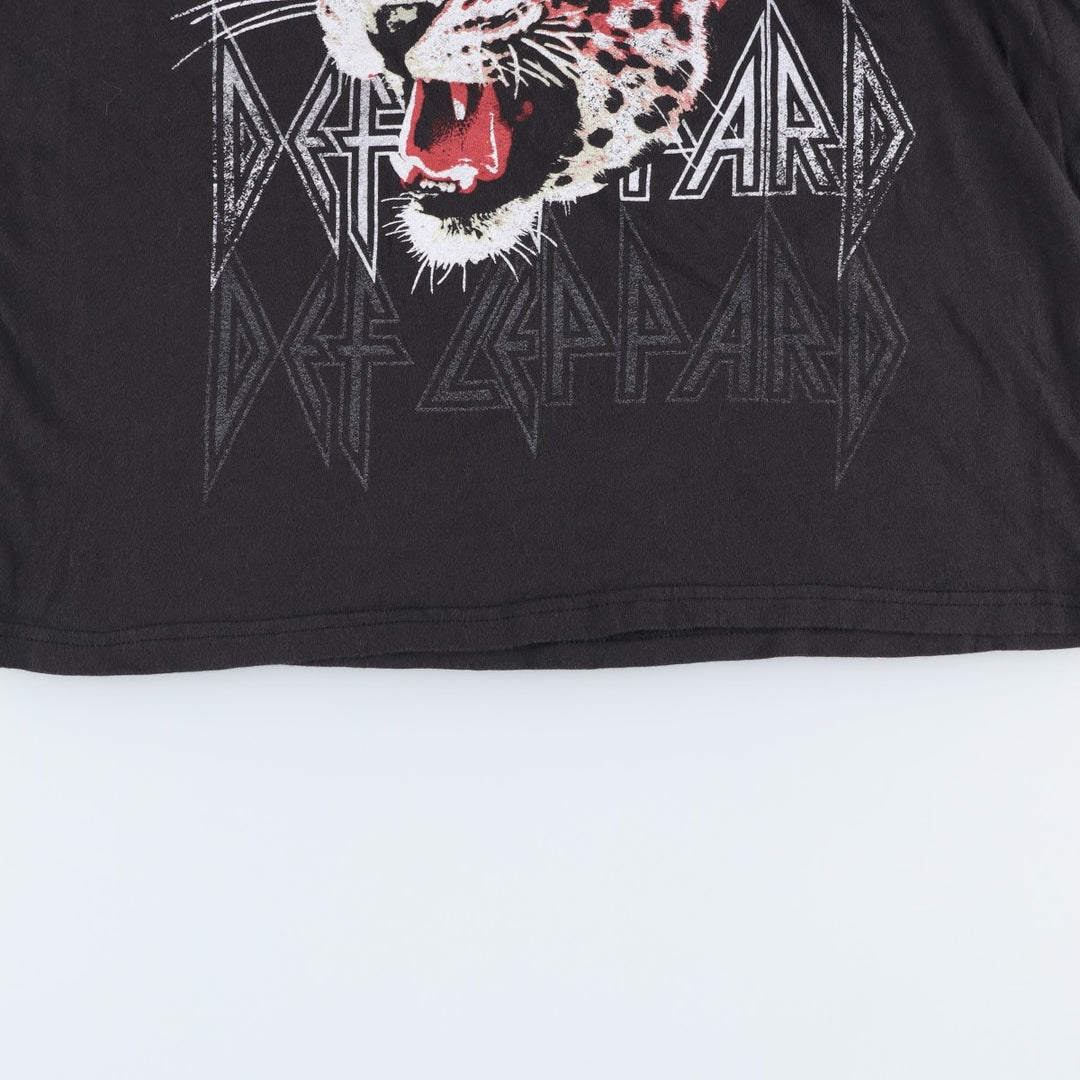 DEF LEPPARD Def Leppard Leopard Pattern Leopard Pattern Band T-shirt Band T Men's L size cotton black type Vintage Second Hand