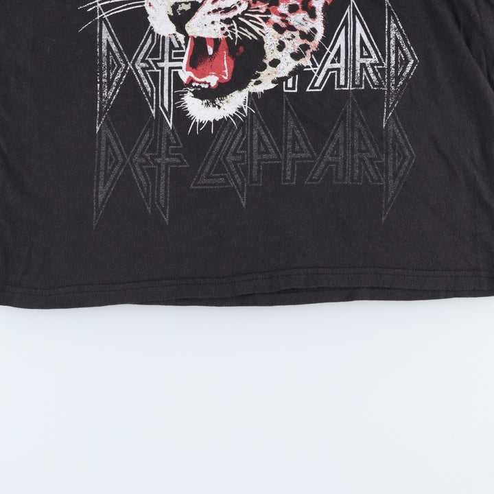 DEF LEPPARD Def Leppard Leopard Pattern Leopard Pattern Band T-shirt Band T Men's L size cotton black type Vintage Second Hand
