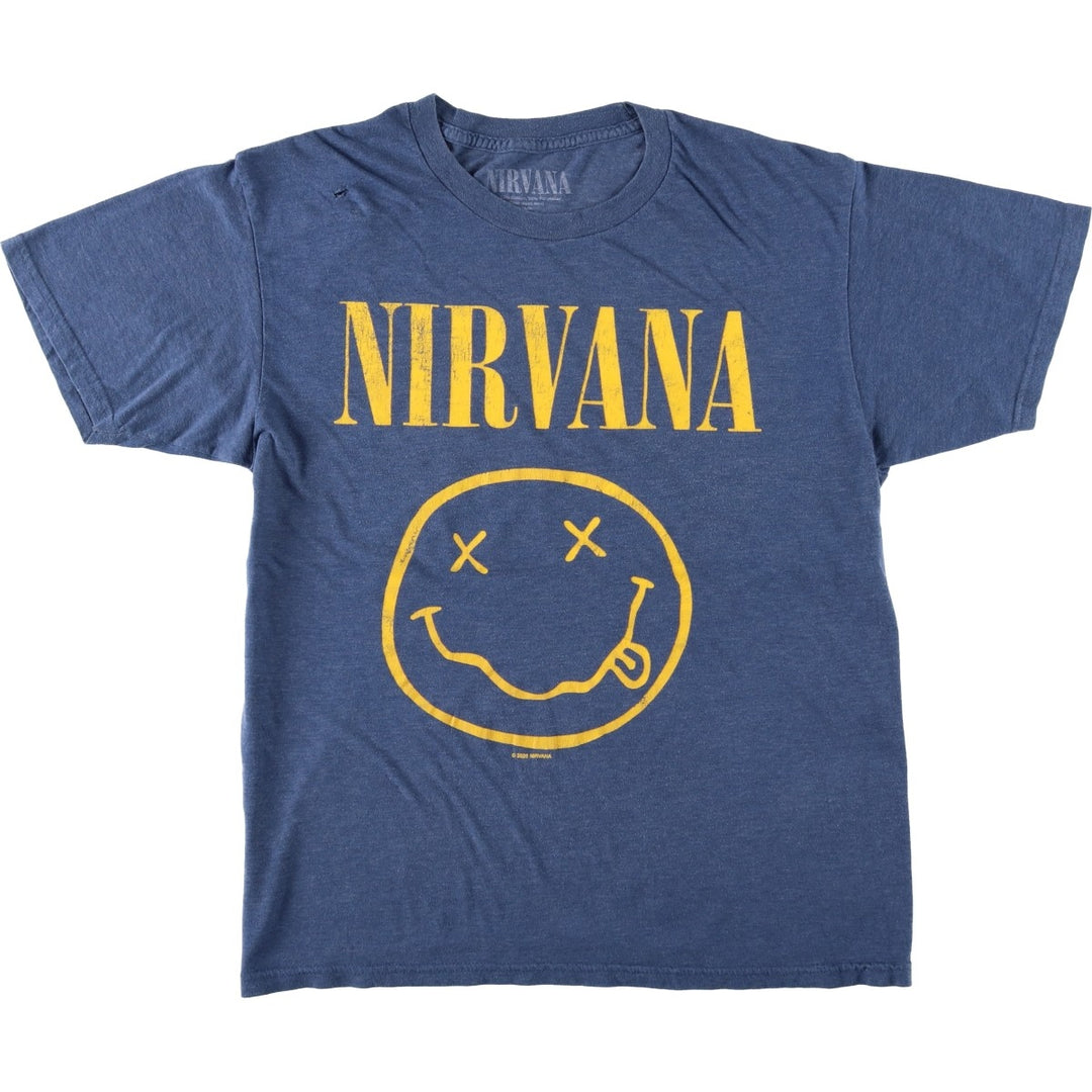 NIRVANA Nirvana Band T-shirt, Band T, Men's M size cotton blue type Vintage Second Hand