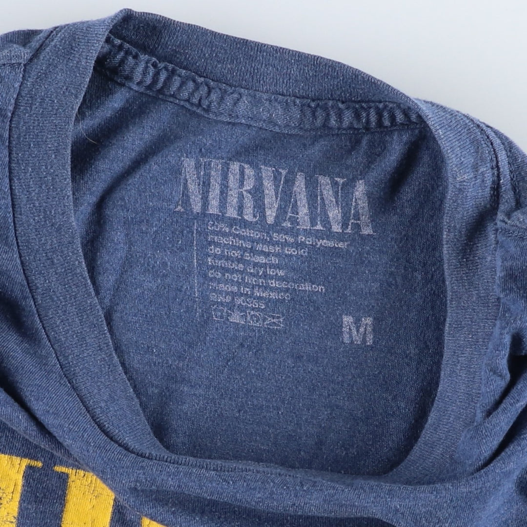 NIRVANA Nirvana Band T-shirt, Band T, Men's M size cotton blue type Vintage Second Hand