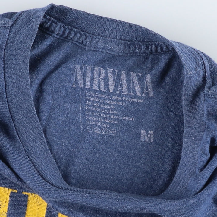 NIRVANA Nirvana Band T-shirt, Band T, Men's M size cotton blue type Vintage Second Hand