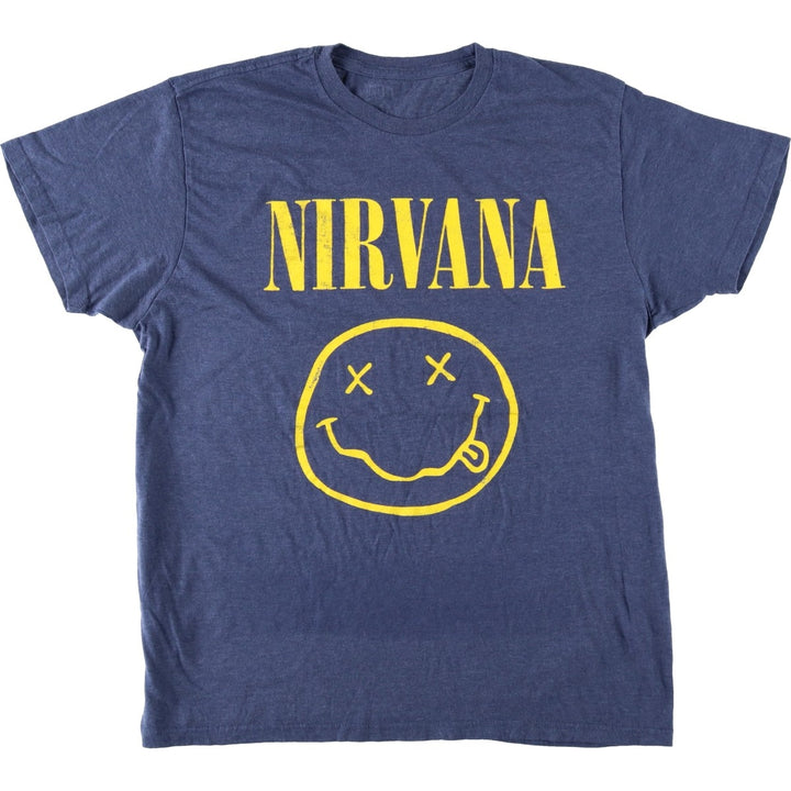 NIRVANA Nirvana Band T-shirt, Band T, Men's XL size unclear navy blue type Vintage Second Hand