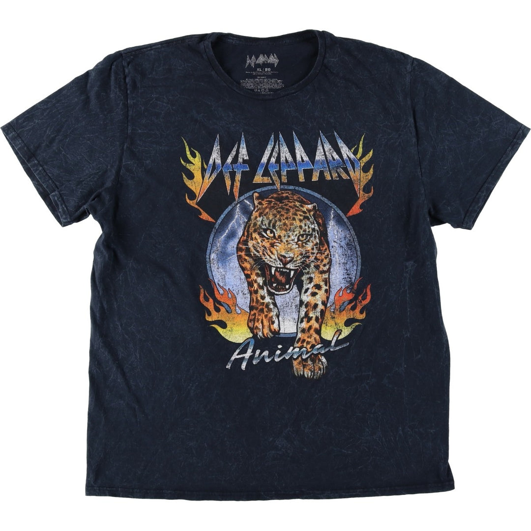 DEF LEPPARD Def Leppard Leopard Pattern Band T-shirt Band Tee Men's XL equivalent cotton black type Vintage Second Hand