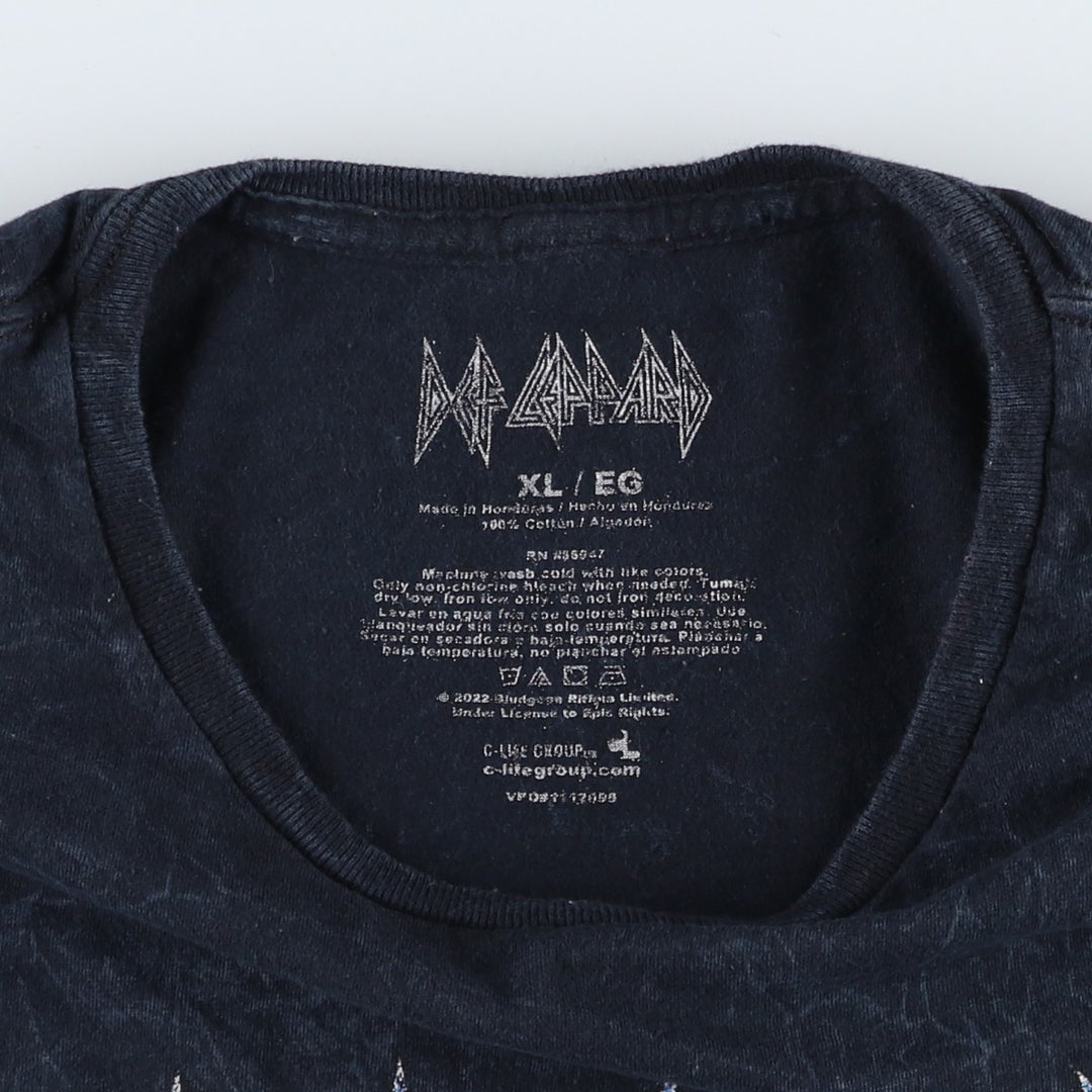 DEF LEPPARD Def Leppard Leopard Pattern Band T-shirt Band Tee Men's XL equivalent cotton black type Vintage Second Hand
