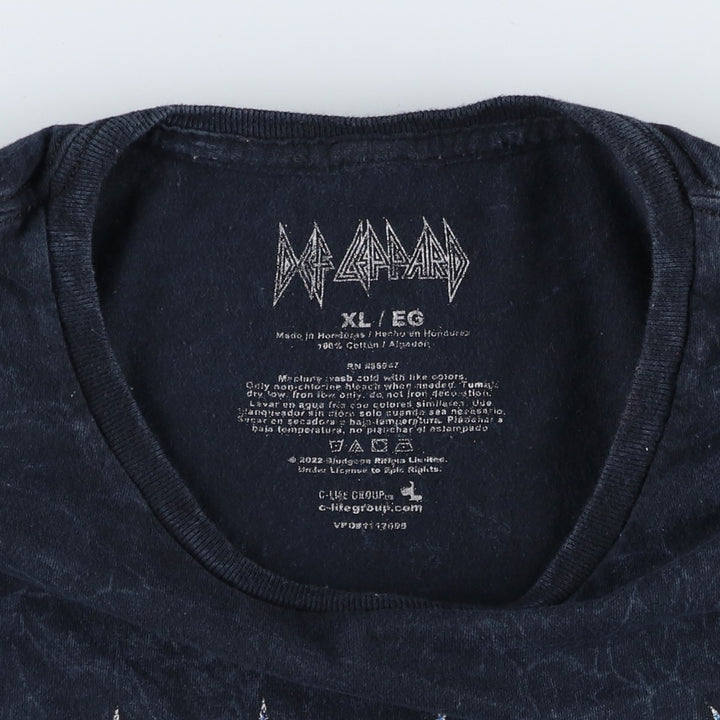 DEF LEPPARD Def Leppard Leopard Pattern Band T-shirt Band Tee Men's XL equivalent cotton black type Vintage Second Hand