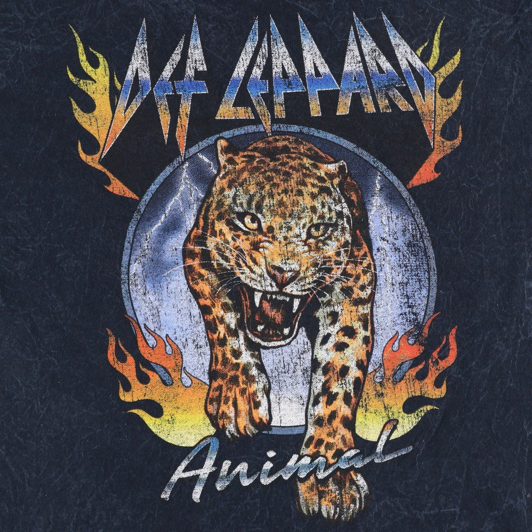 DEF LEPPARD Def Leppard Leopard Pattern Band T-shirt Band Tee Men's XL equivalent cotton black type Vintage Second Hand