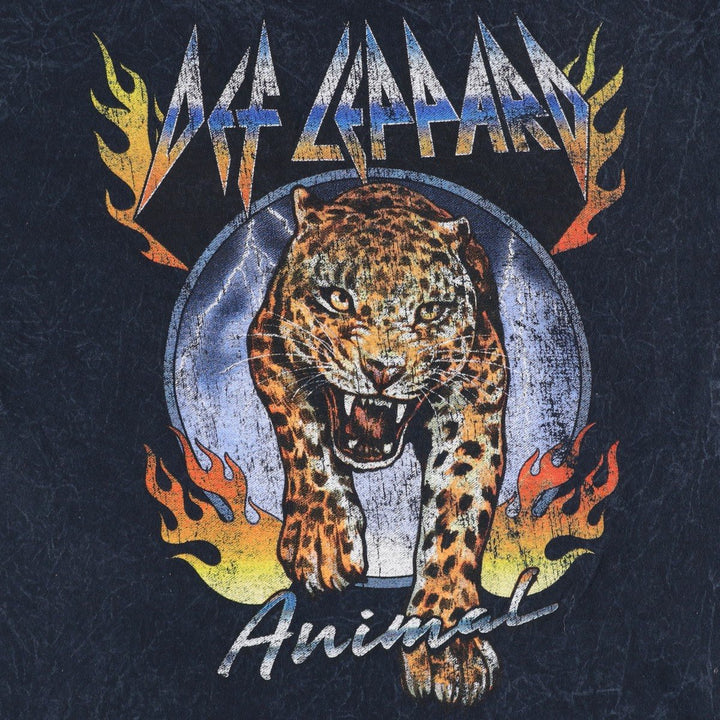 DEF LEPPARD Def Leppard Leopard Pattern Band T-shirt Band Tee Men's XL equivalent cotton black type Vintage Second Hand