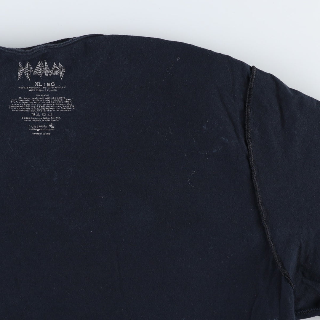DEF LEPPARD Def Leppard Leopard Pattern Band T-shirt Band Tee Men's XL equivalent cotton black type Vintage Second Hand