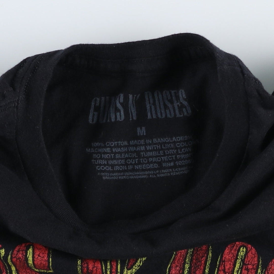 GUNS N' ROSES Skull Pattern Band T-shirt, Men's M size cotton black type Vintage Second Hand