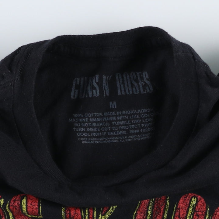 GUNS N' ROSES Skull Pattern Band T-shirt, Men's M size cotton black type Vintage Second Hand