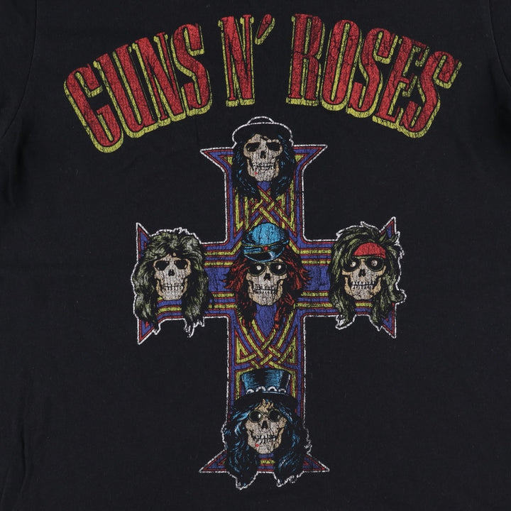 GUNS N' ROSES Skull Pattern Band T-shirt, Men's M size cotton black type Vintage Second Hand
