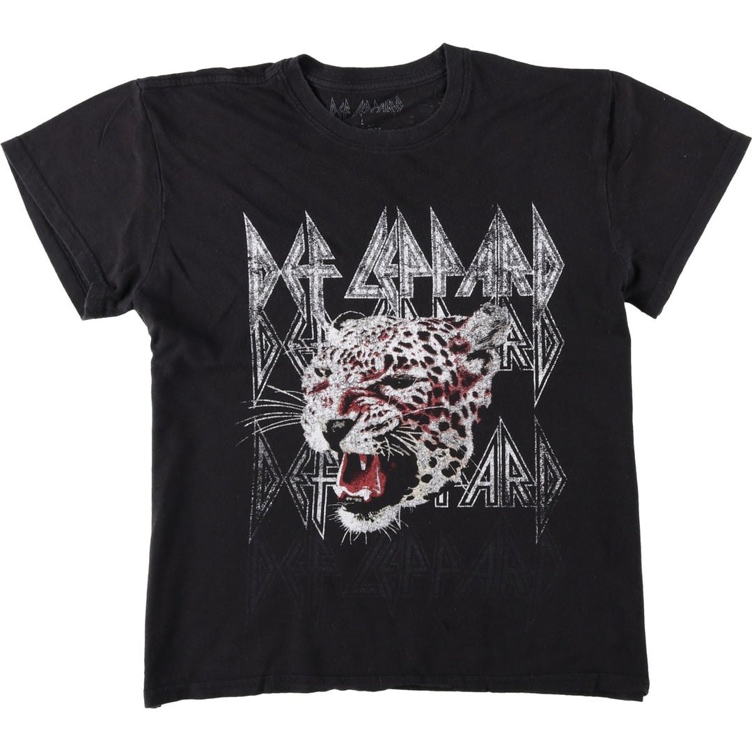 DEF LEPPARD Def Leppard Leopard Pattern Leopard Pattern Band T-shirt Band T Men's L size cotton black type Vintage Second Hand