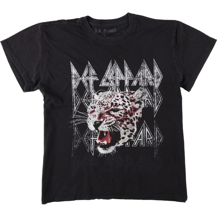 DEF LEPPARD Def Leppard Leopard Pattern Leopard Pattern Band T-shirt Band T Men's L size cotton black type Vintage Second Hand
