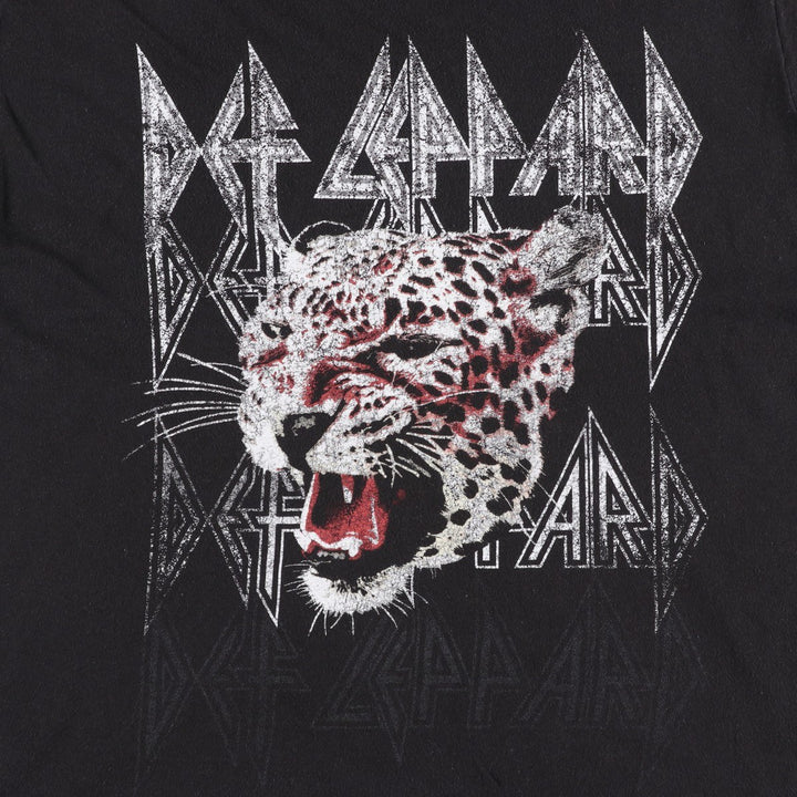 DEF LEPPARD Def Leppard Leopard Pattern Leopard Pattern Band T-shirt Band T Men's L size cotton black type Vintage Second Hand