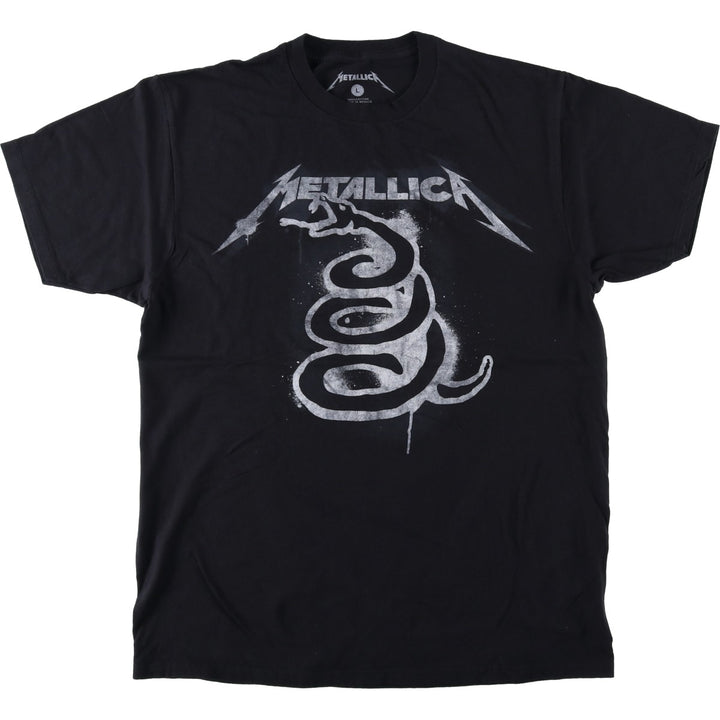 METALLICA Print Snake Pattern Python Band T-Shirt (Men's Size L) cotton black type Vintage Second Hand