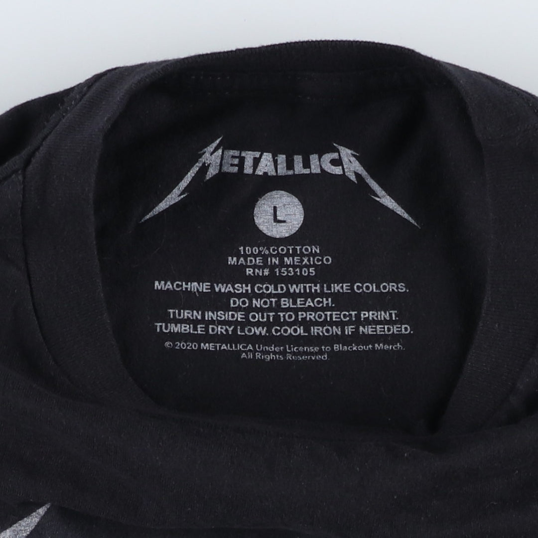 METALLICA Print Snake Pattern Python Band T-Shirt (Men's Size L) cotton black type Vintage Second Hand