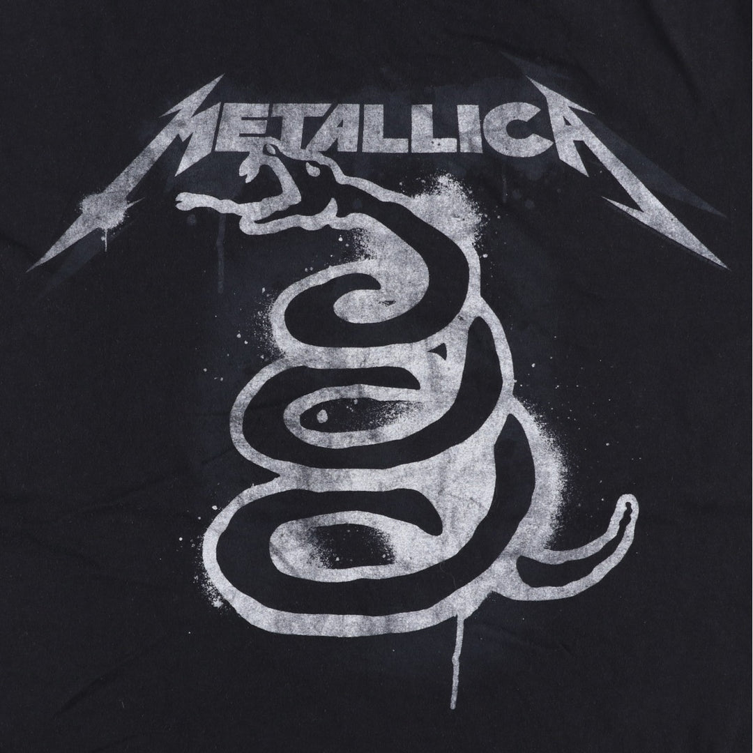 METALLICA Print Snake Pattern Python Band T-Shirt (Men's Size L) cotton black type Vintage Second Hand
