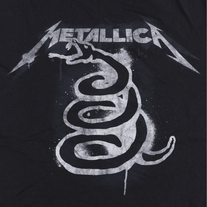 METALLICA Print Snake Pattern Python Band T-Shirt (Men's Size L) cotton black type Vintage Second Hand