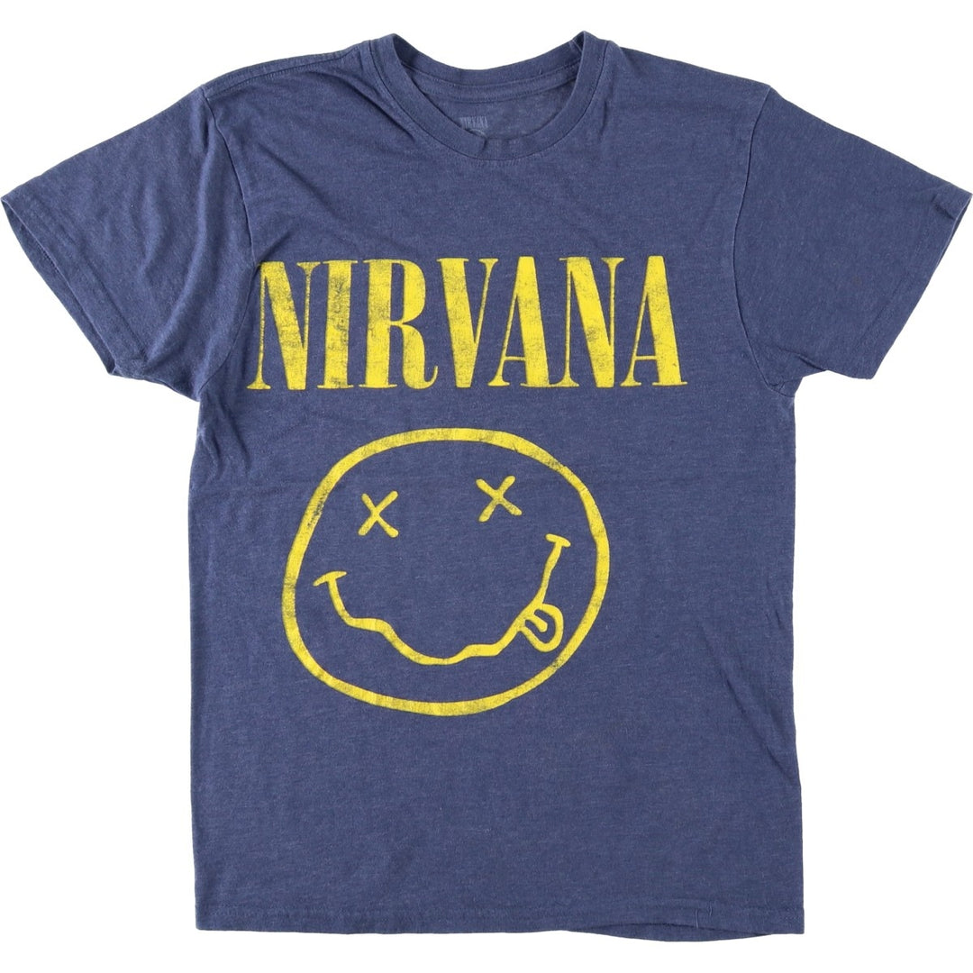 NIRVANA Nirvana Band T-shirt, Band T, Men's S size cotton blue type Vintage Second Hand