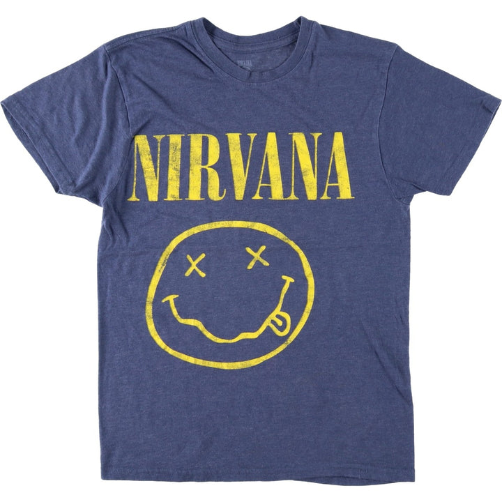 NIRVANA Nirvana Band T-shirt, Band T, Men's S size cotton blue type Vintage Second Hand