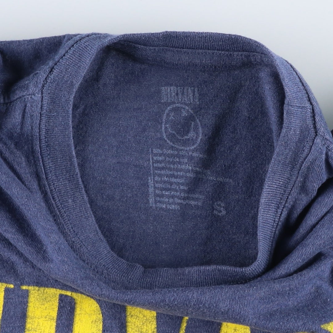 NIRVANA Nirvana Band T-shirt, Band T, Men's S size cotton blue type Vintage Second Hand