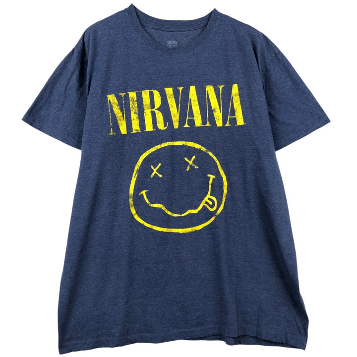 NIRVANA Nirvana Band T-shirt, Band T, Men's XL size cotton Navy blue Vintage Second Hand