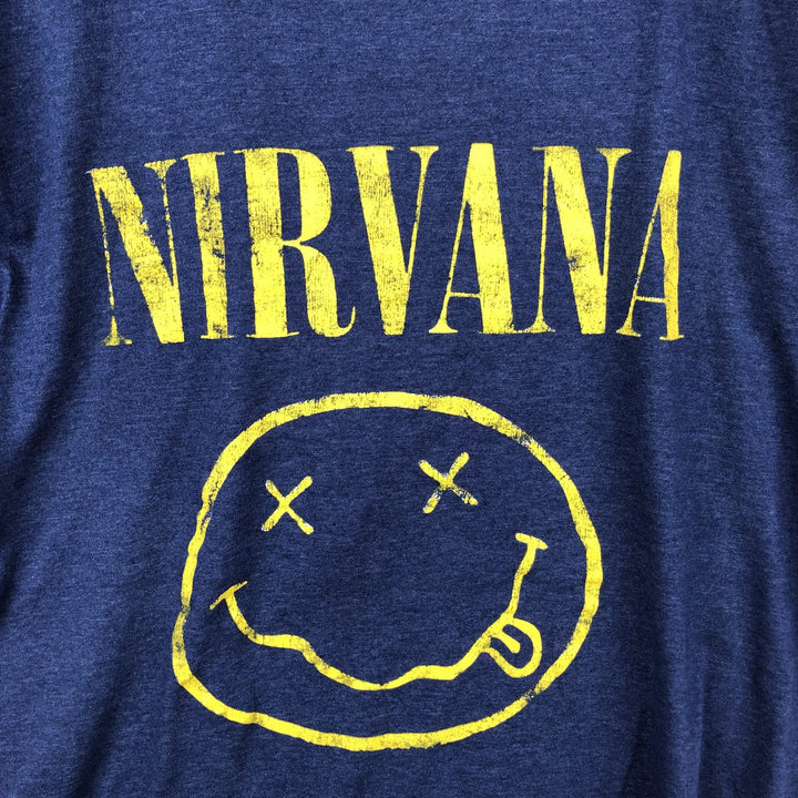 NIRVANA Nirvana Band T-shirt, Band T, Men's XL size cotton Navy blue Vintage Second Hand