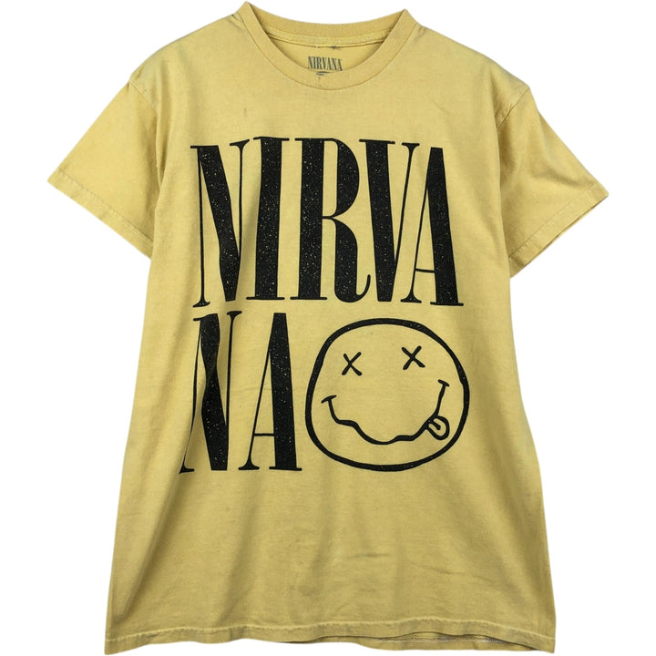 NIRVANA Nirvana Band T-shirt, Band T, Men's M size cotton lemon yellow Vintage Second Hand