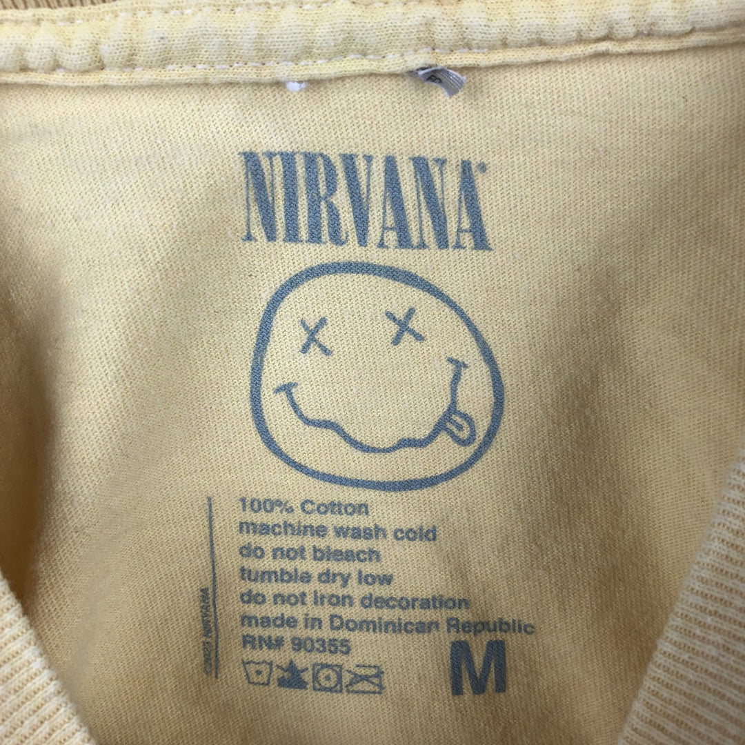 NIRVANA Nirvana Band T-shirt, Band T, Men's M size cotton lemon yellow Vintage Second Hand
