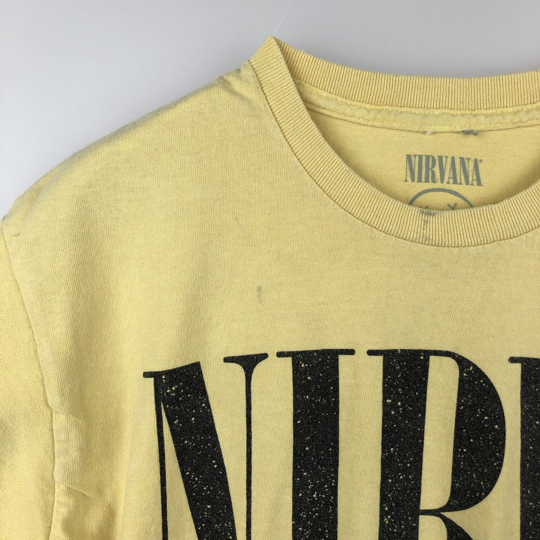 NIRVANA Nirvana Band T-shirt, Band T, Men's M size cotton lemon yellow Vintage Second Hand