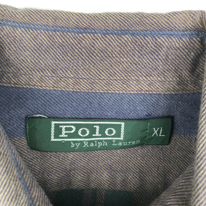 90'S Ralph Lauren POLO by Ralph Lauren POLO SPORTSMAN Multi-stripe Long-Sleeve Light Flannel Shirt, Men's Size XL (approx.) cotton purple type Vintage Second Hand