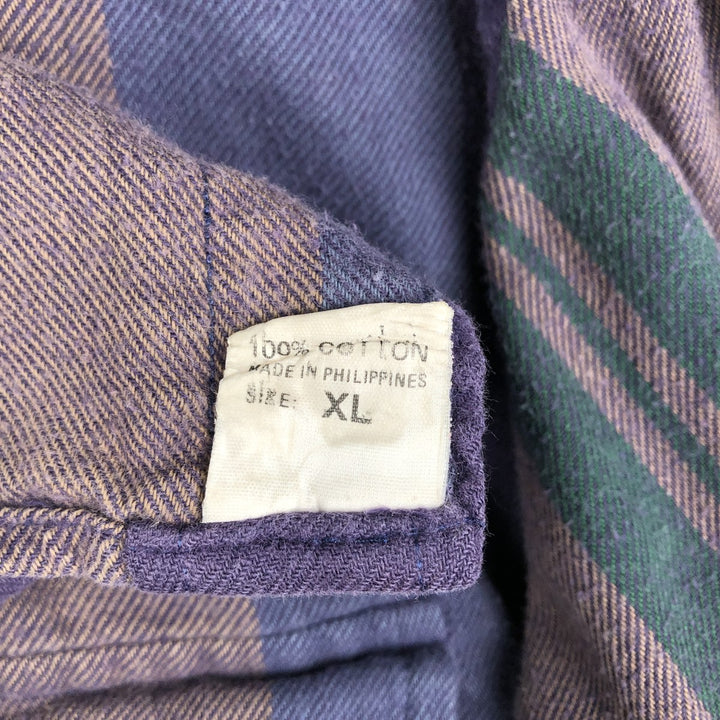 90'S Ralph Lauren POLO by Ralph Lauren POLO SPORTSMAN Multi-stripe Long-Sleeve Light Flannel Shirt, Men's Size XL (approx.) cotton purple type Vintage Second Hand