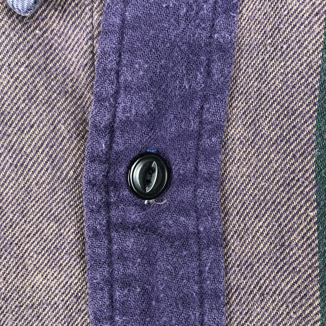 90'S Ralph Lauren POLO by Ralph Lauren POLO SPORTSMAN Multi-stripe Long-Sleeve Light Flannel Shirt, Men's Size XL (approx.) cotton purple type Vintage Second Hand