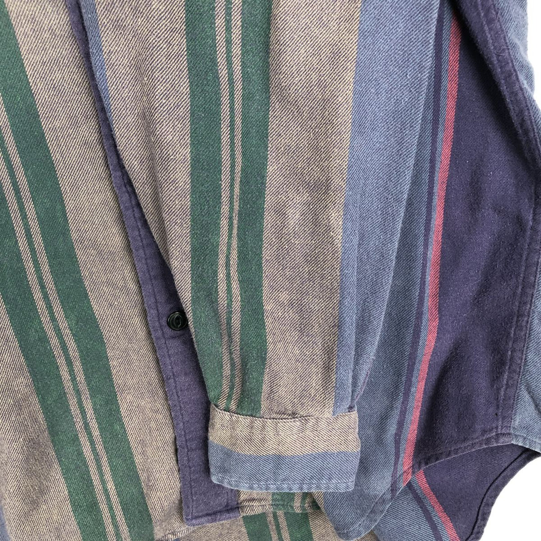 90'S Ralph Lauren POLO by Ralph Lauren POLO SPORTSMAN Multi-stripe Long-Sleeve Light Flannel Shirt, Men's Size XL (approx.) cotton purple type Vintage Second Hand
