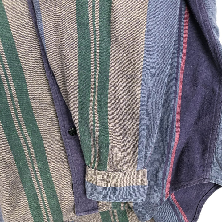 90'S Ralph Lauren POLO by Ralph Lauren POLO SPORTSMAN Multi-stripe Long-Sleeve Light Flannel Shirt, Men's Size XL (approx.) cotton purple type Vintage Second Hand