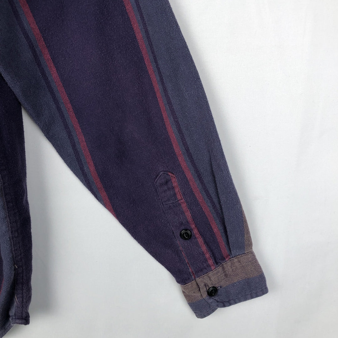 90'S Ralph Lauren POLO by Ralph Lauren POLO SPORTSMAN Multi-stripe Long-Sleeve Light Flannel Shirt, Men's Size XL (approx.) cotton purple type Vintage Second Hand