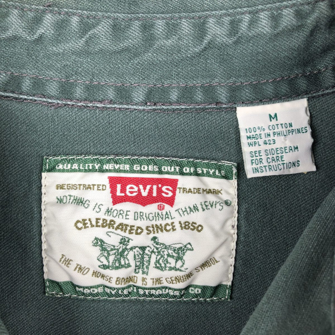 90'S Vintage Levi's Long Sleeve Denim Shirt, Men's Size Medium cotton green type Vintage Second Hand
