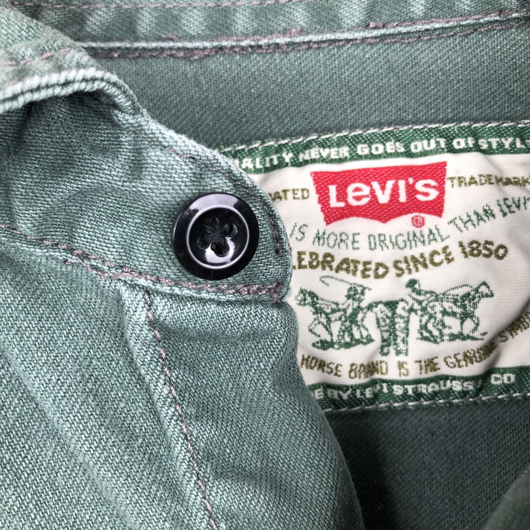 90'S Vintage Levi's Long Sleeve Denim Shirt, Men's Size Medium cotton green type Vintage Second Hand