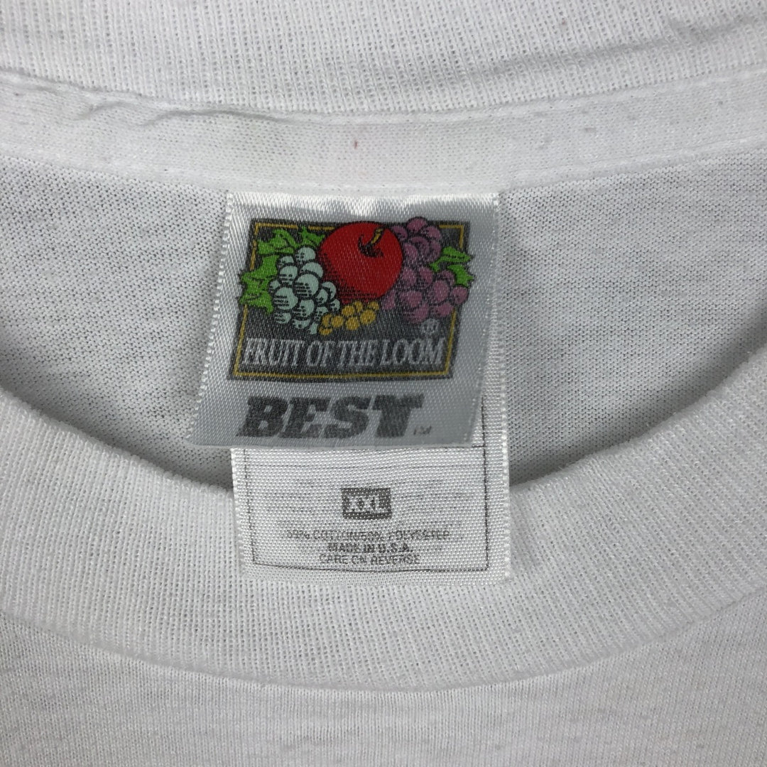 90'S Fruit of the Loom Best Pig Pattern Animal T-Shirt, Made in USA, Men's XXL equivalent, Vintage cotton white type Vintage Second Hand