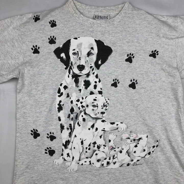 90'S Kittens Dog Print Animal T-Shirt, Made in USA, Men's XL (approx.), Vintage cotton gray type Vintage Second Hand