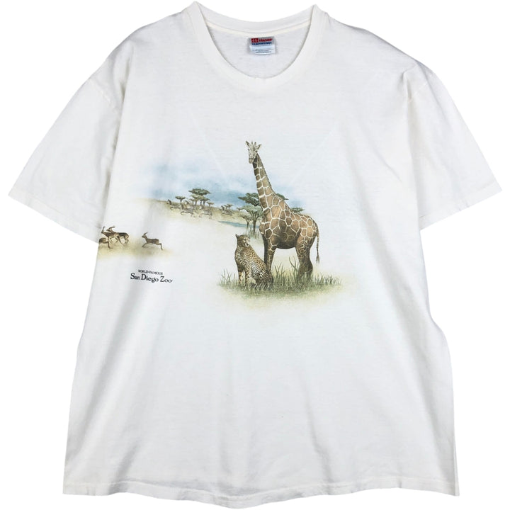 2000'S Hanes Heavyweight Animal T-shirt, Men's XL equivalent. cotton white type Vintage Second Hand