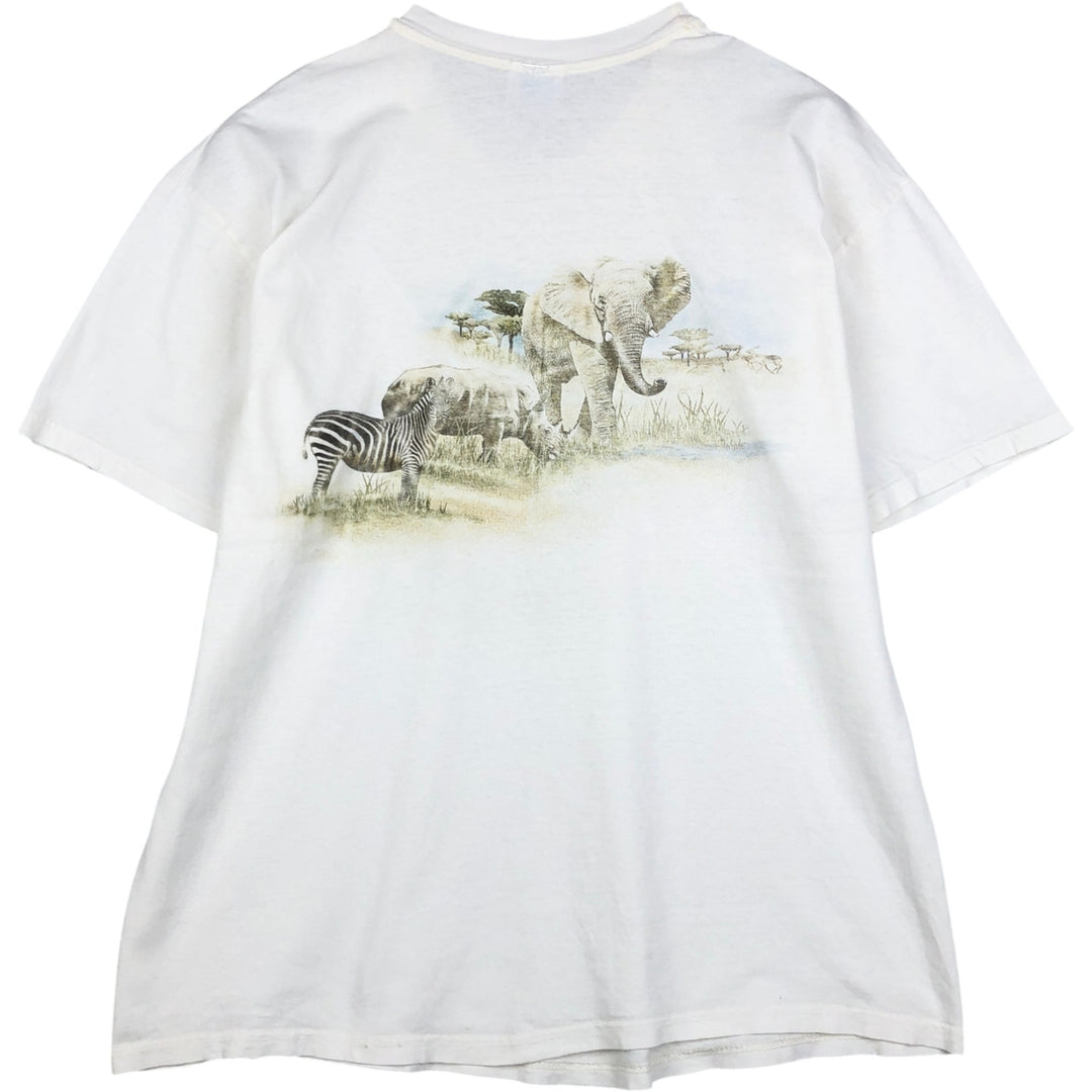 2000'S Hanes Heavyweight Animal T-shirt, Men's XL equivalent. cotton white type Vintage Second Hand