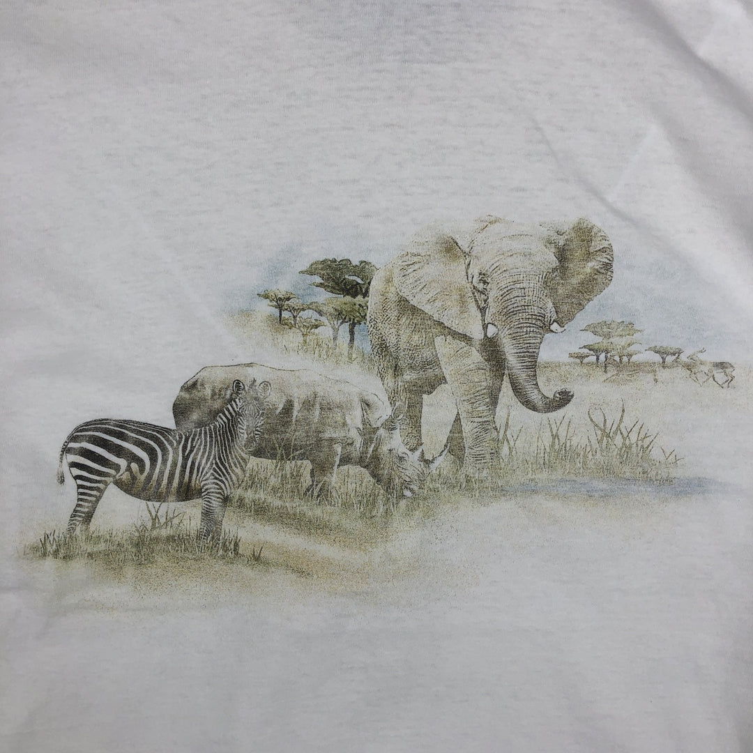 2000'S Hanes Heavyweight Animal T-shirt, Men's XL equivalent. cotton white type Vintage Second Hand